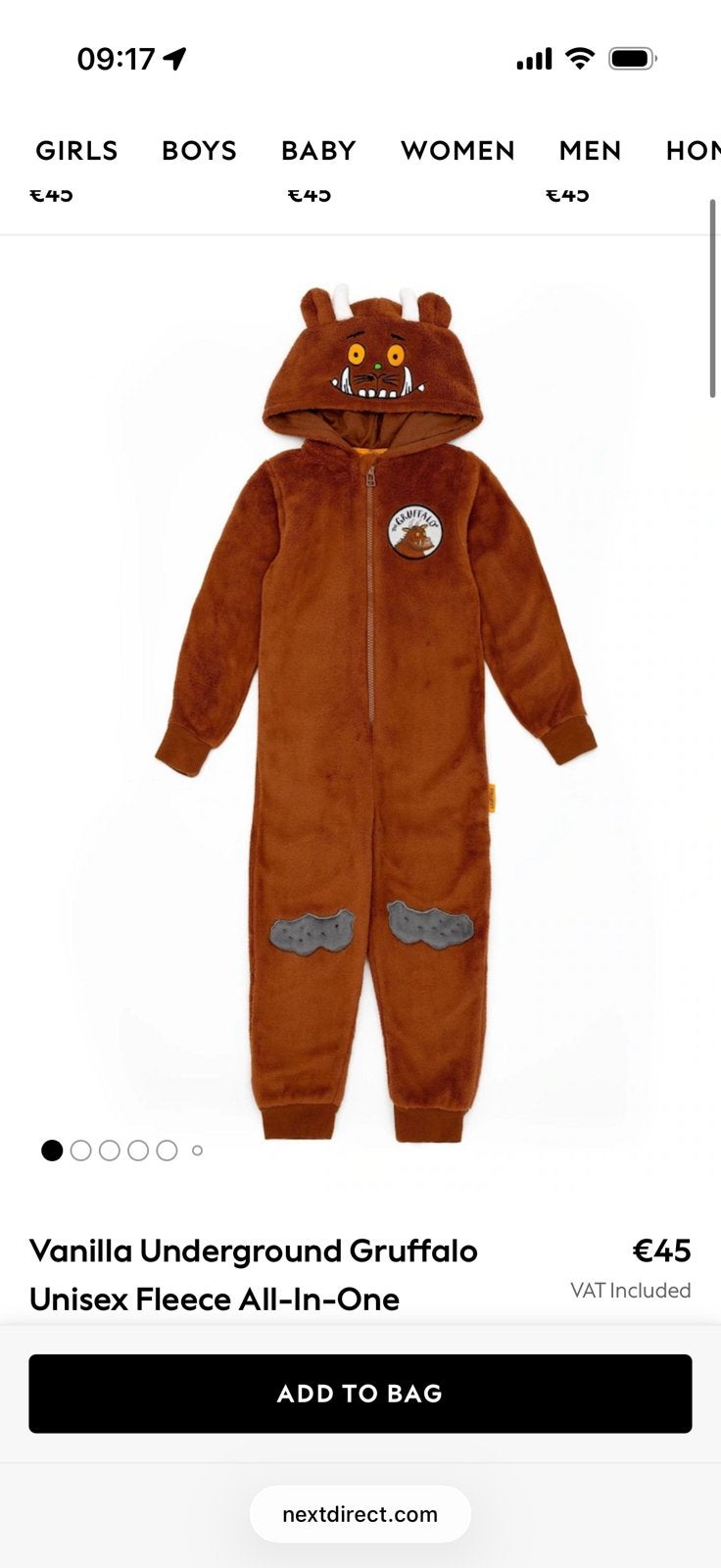 Gruffalo Fleece Onesie  Underground, Kinderen en Baby's, Ophalen of Verzenden, Zo goed als nieuw, Jongen of Meisje