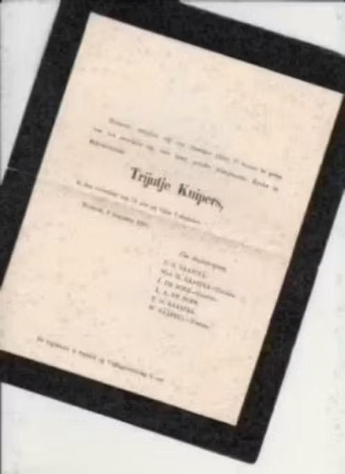 Rouwbrief 1905 Kuipers Gaastra Workum., Verzamelen, Ophalen of Verzenden, Rouwkaart