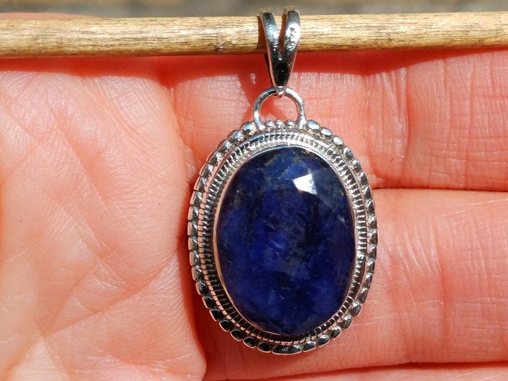 Vanoli 925 zilveren kettinghanger met ruwe saffier, Daiva1973@hotmail.com, Vanoli, Blauw, Amsterdam