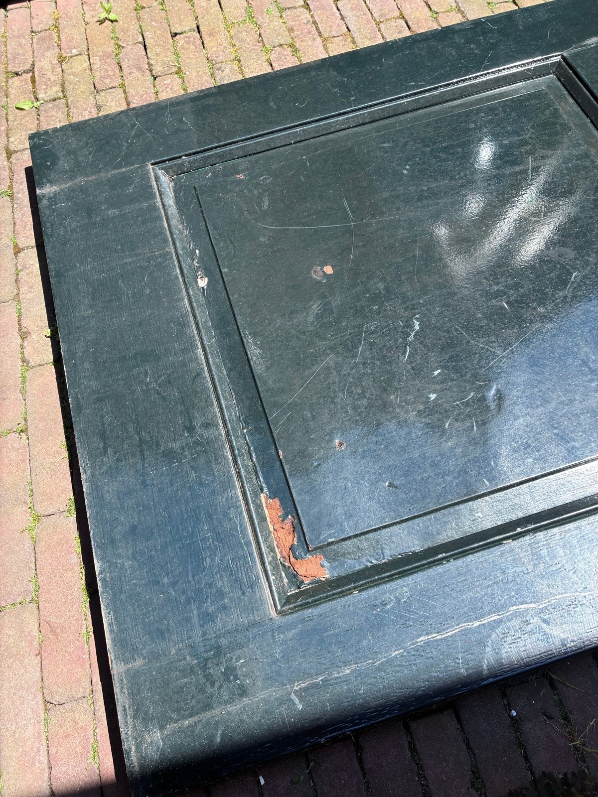 houten buitendeur met glas, Ophalen, Gebruikt, 80 tot 100 cm, Buitendeur