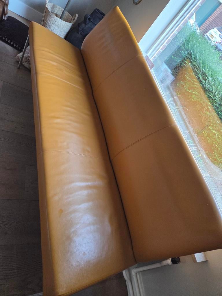Eetkamerbank 190 cm - Geel/Oker, Ophalen, Gebruikt, Minder dan 75 cm, 150 tot 200 cm