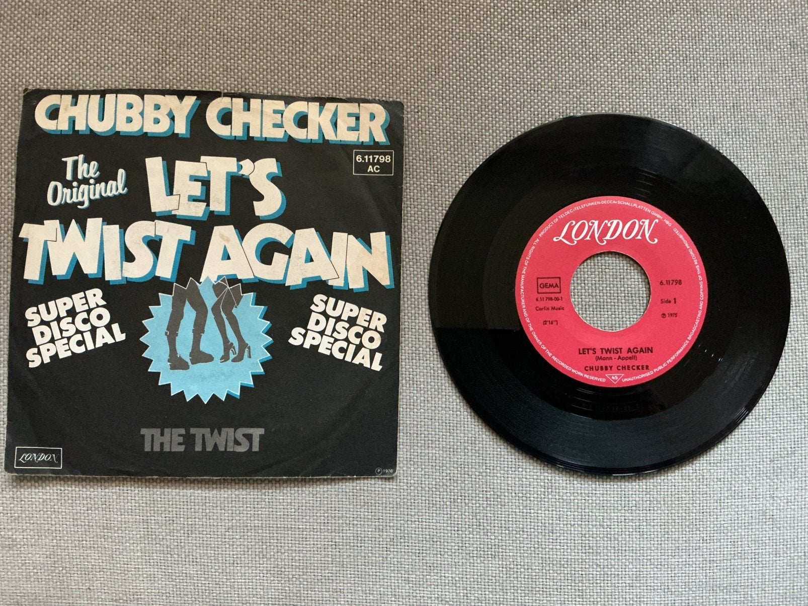 Chubby Checker single vinyl. Let’s twist again., Ophalen of Verzenden, Gebruikt, Overige formaten, Poprock