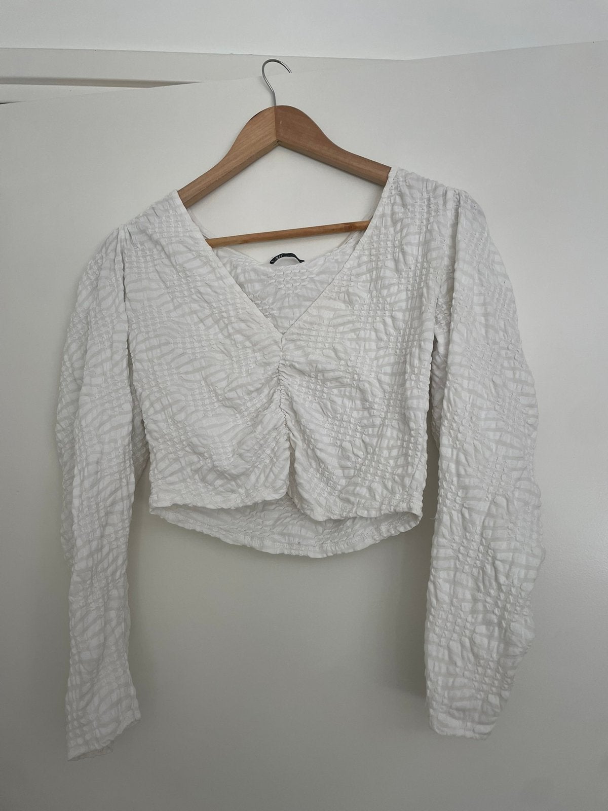 Witte blouse Zara Maat M, Verzenden, Zo goed als nieuw, Maat 38/40 (M), Wit