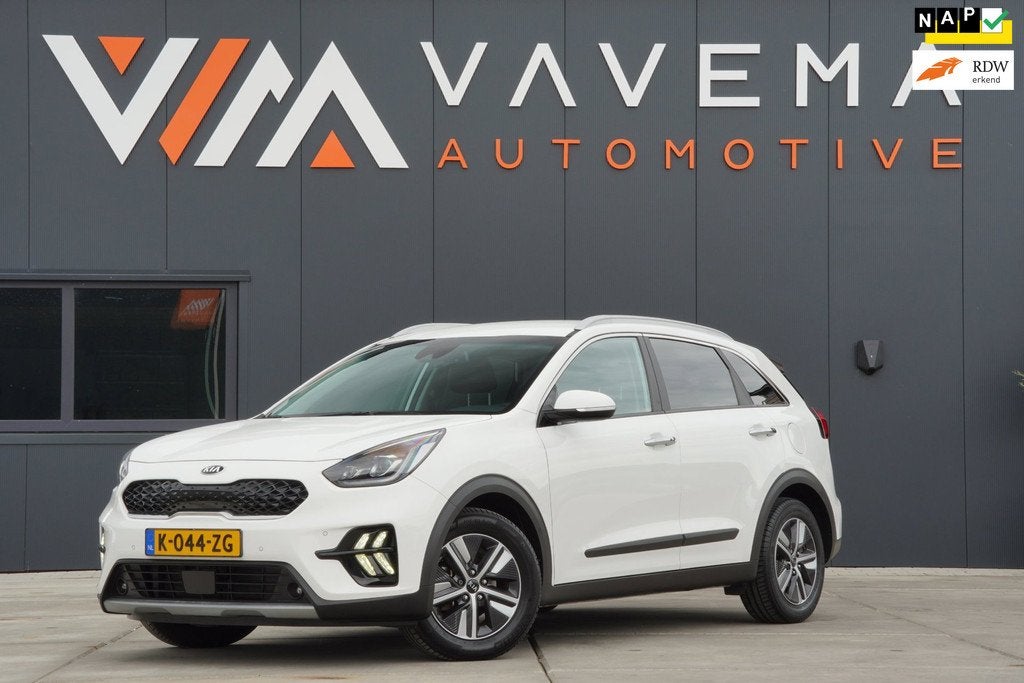 Kia Niro 1.6 GDi Hybrid DynamicPlusLine 2021 Stoelverwarming, Auto's, Gebruikt, Automatische klimaatregeling, Wit, 1390 kg