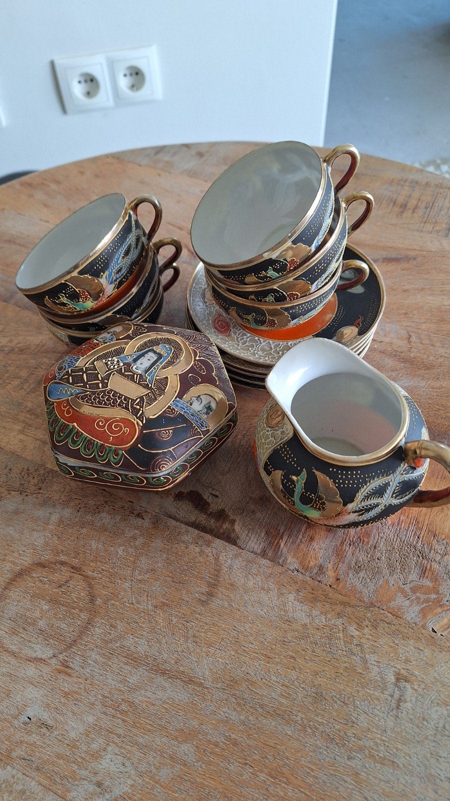 Vintage Japans Satsuma theeservies - 6 kopjes en schotels, Ophalen of Verzenden
