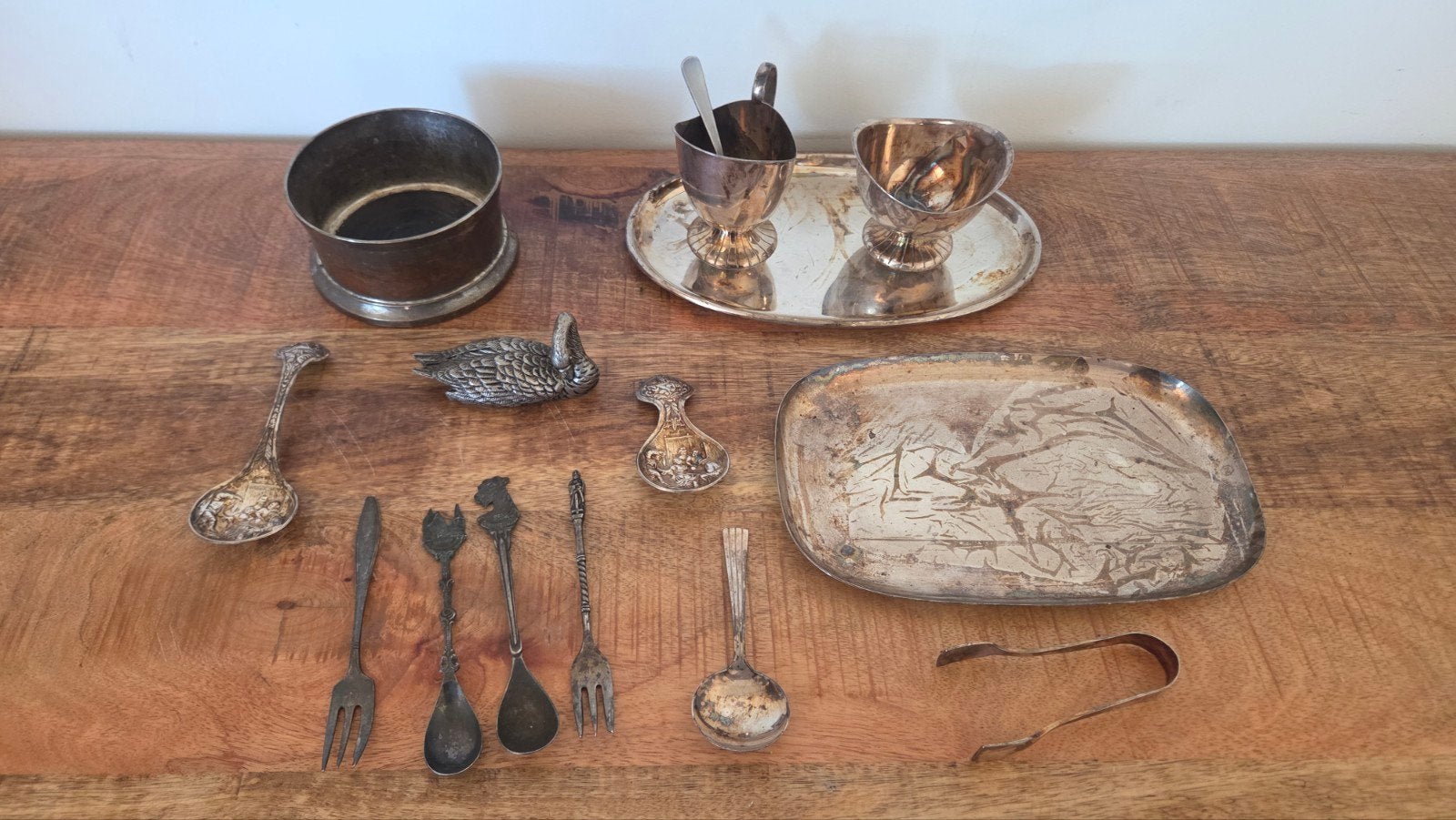 Diverse verzameling zilverwerk en verzilverde items, Antiek en Kunst, Ophalen of Verzenden, Zilver