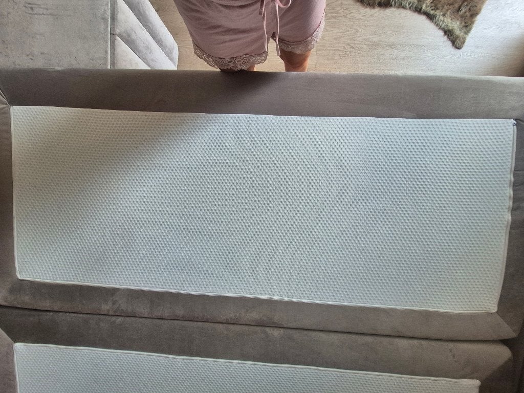 Velvet boxspring met nachtkastjes en voetenbank, Ophalen, Tweepersoons, Zo goed als nieuw, 200 cm