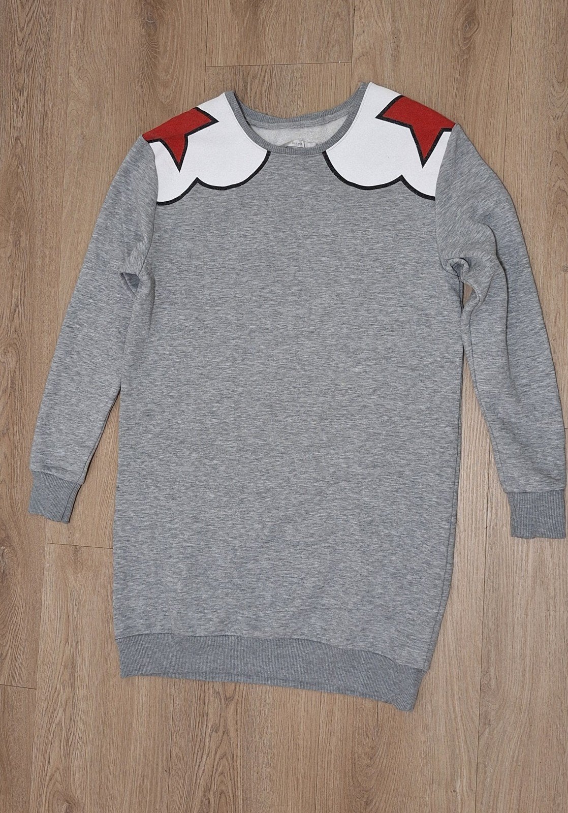 Grijze sweaterjurk met 'Circus Star' opdruk, Maat 42/44 (L), Ophalen of Verzenden, Onbekend, Grijs