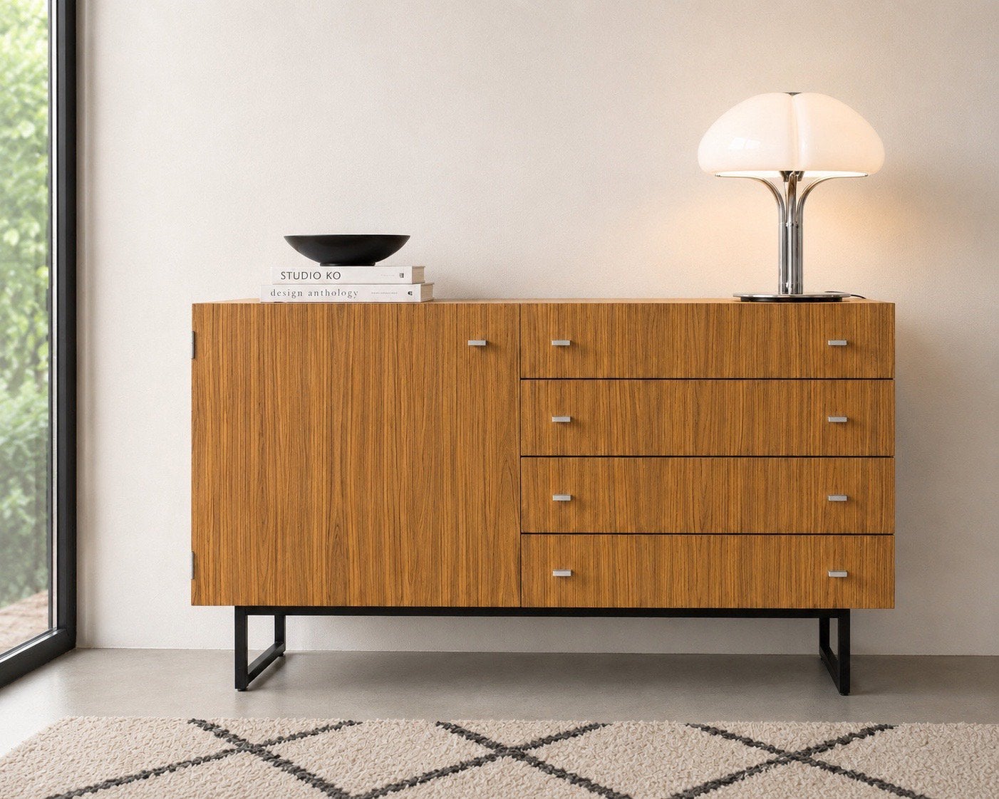 Mid-century  dressoir - Pierre Guariche- jaren 60, Huis en Inrichting, Kasten | Dressoirs, Ophalen, Kunststof, 50 tot 100 cm, Zo goed als nieuw