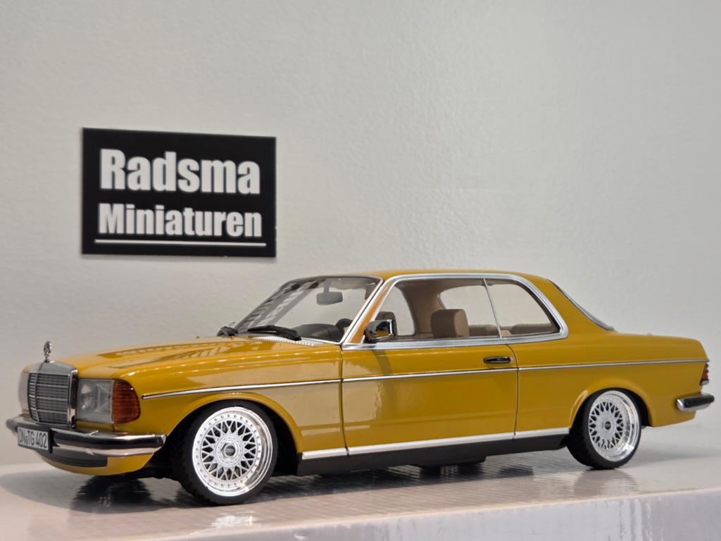 Mercedes-Benz W123 Coupe - Verlaagd + BBS - 1:18 Norev, Auto, Norev, Ophalen of Verzenden, Zo goed als nieuw