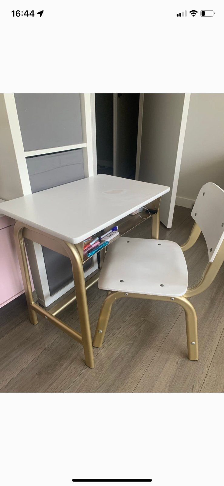 Vintage kinderbureau met stoel, Ophalen, Gebruikt