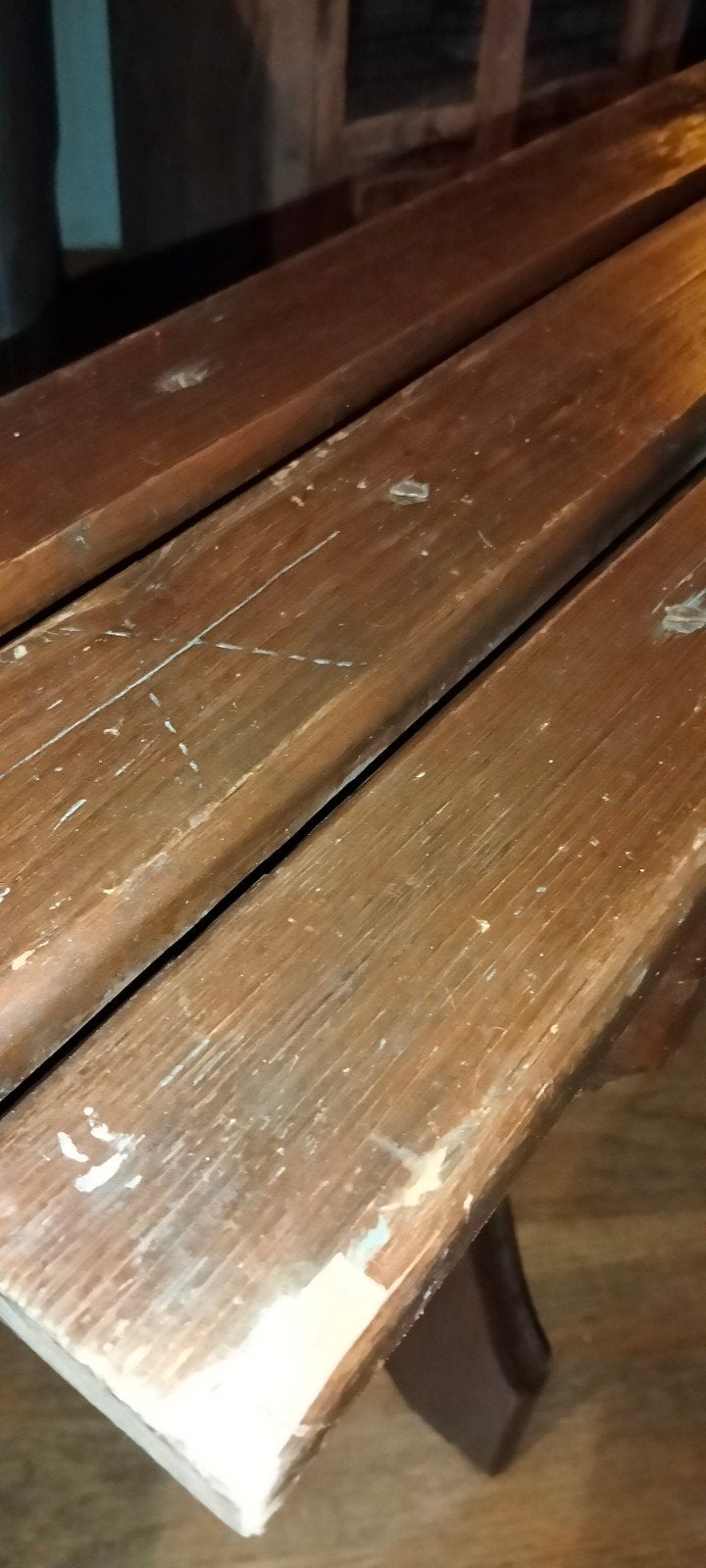Grote brocante oude houten bankje bijzet bank stevig, Ophalen