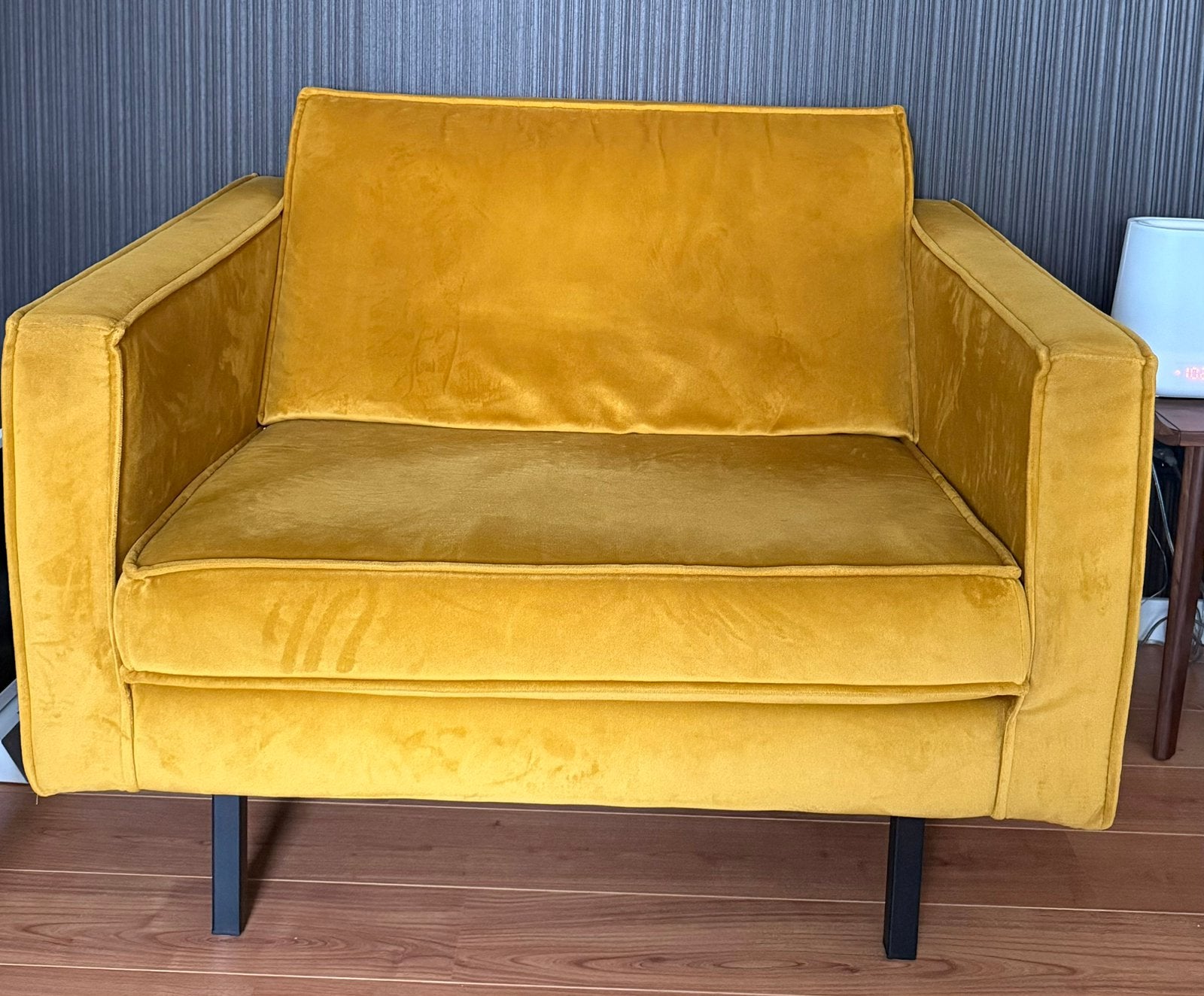 Rodeo fauteuil velvet oker loveseat, Ophalen, Gebruikt, Eenpersoons, 75 tot 100 cm