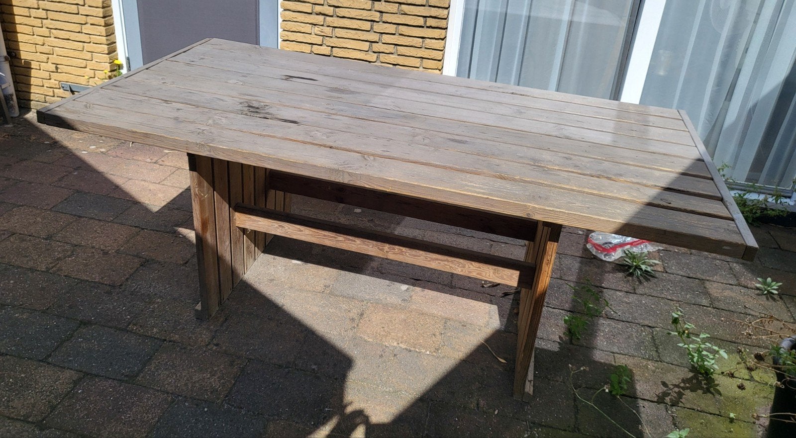 Grote grenen tuintafel, Tuin en Terras, Ophalen, Gebruikt, Rechthoekig, Hout