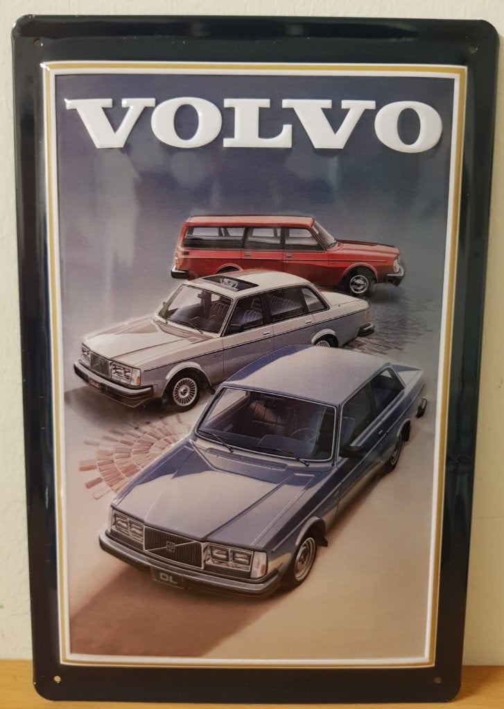 Volvo 3 autos relief reclamebord van metaal wandbord deco