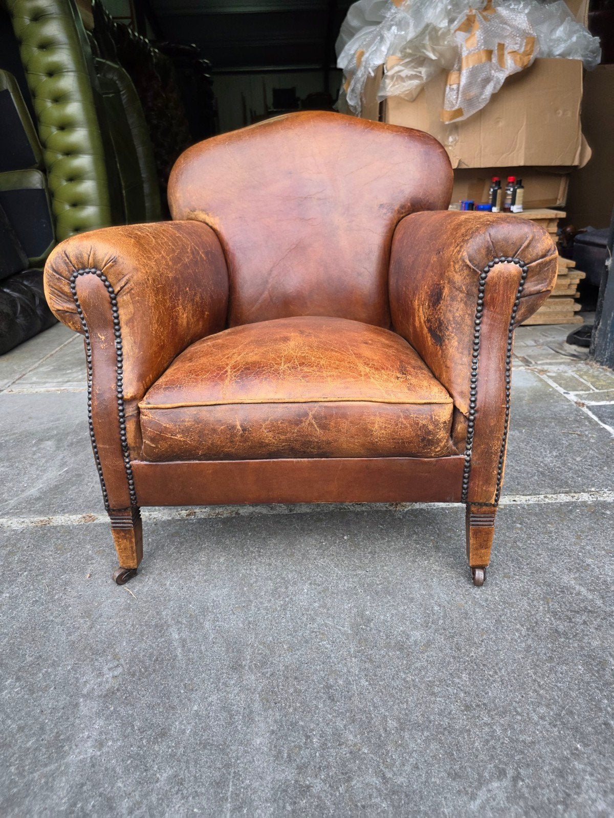 Schapenleren Vintage Fauteuil - Chesterfield Stijl + BEZORGD