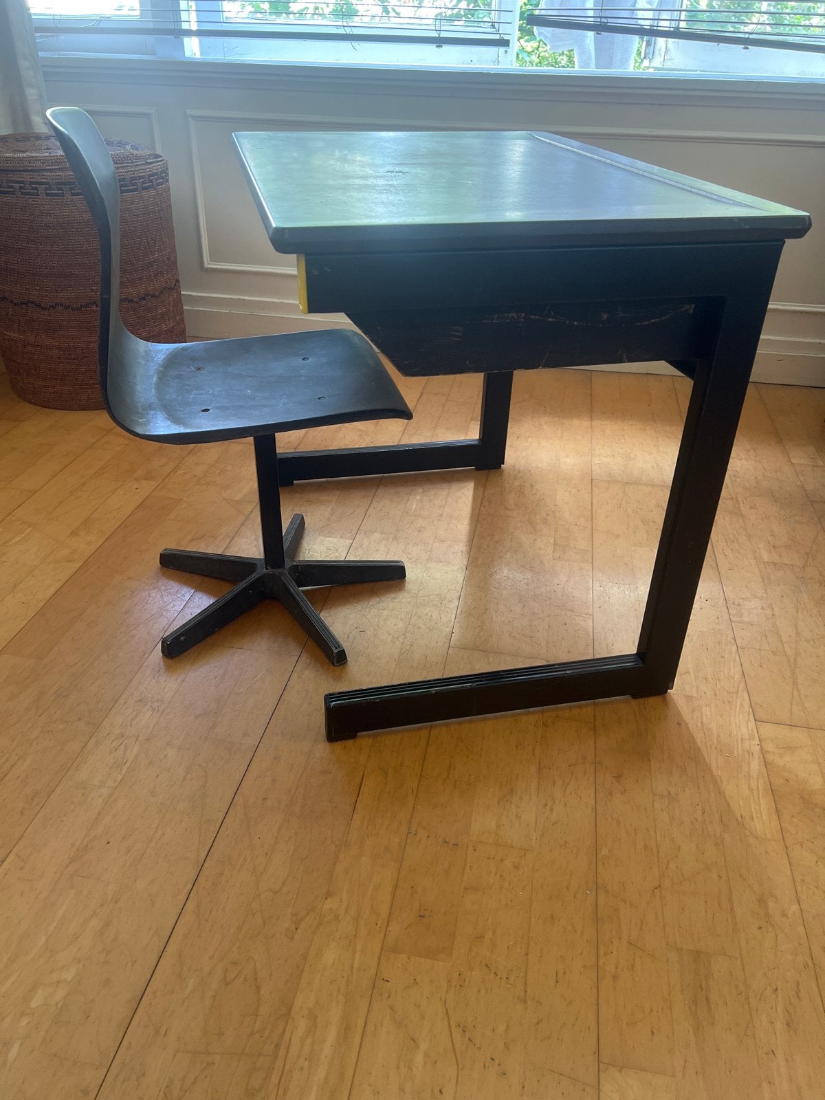Vintage schoolbureau met stoel - Gebruikt, Ophalen, Gebruikt, Hout, Schoolbureau