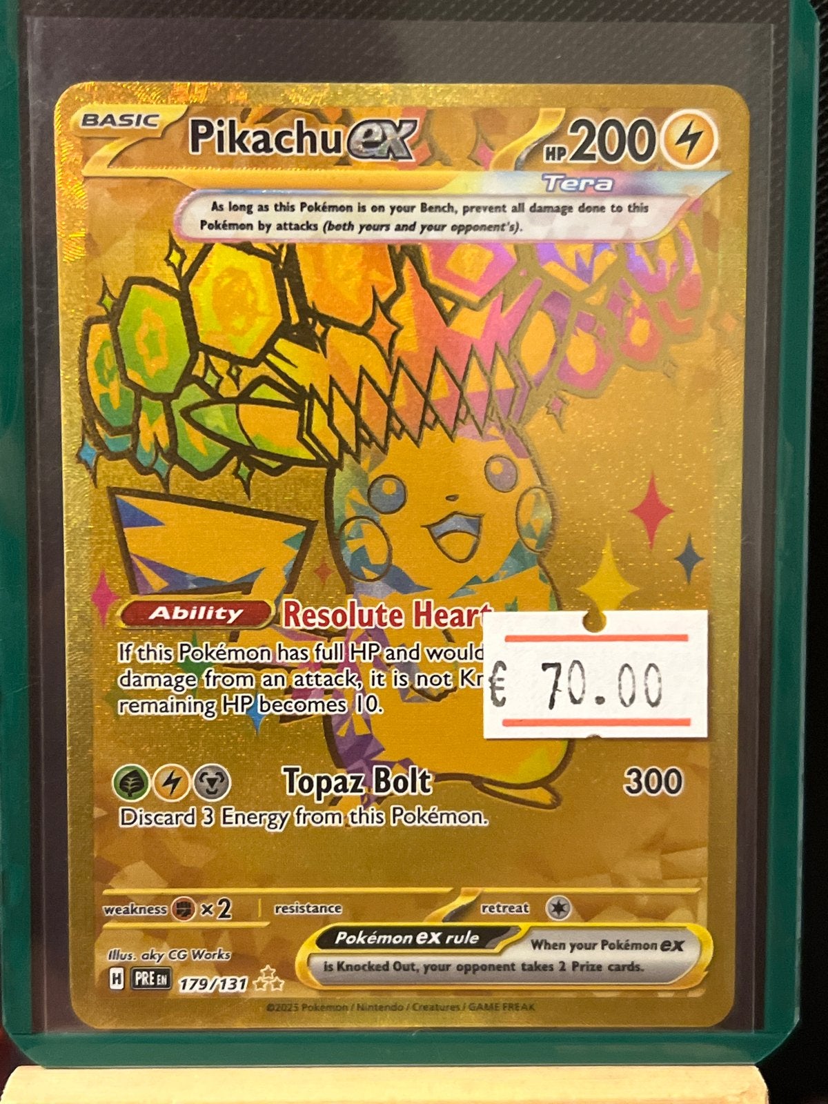 Pikachu ex 179/131 Tera Gold Pokémon Kaart, Ophalen of Verzenden, Zo goed als nieuw, Losse kaart, Foil