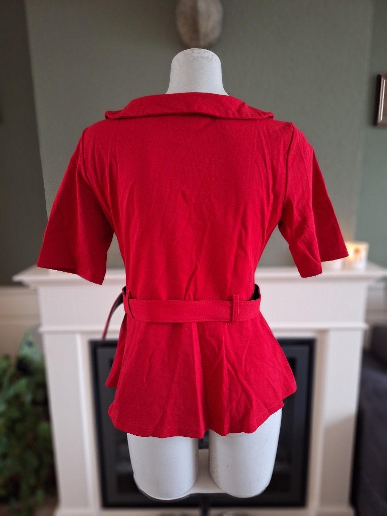 Voodoo Vixen rode peplum riem top XXL peter pan 42, Verzenden, Voodoo Vixen, Maat 42/44 (L), Zo goed als nieuw