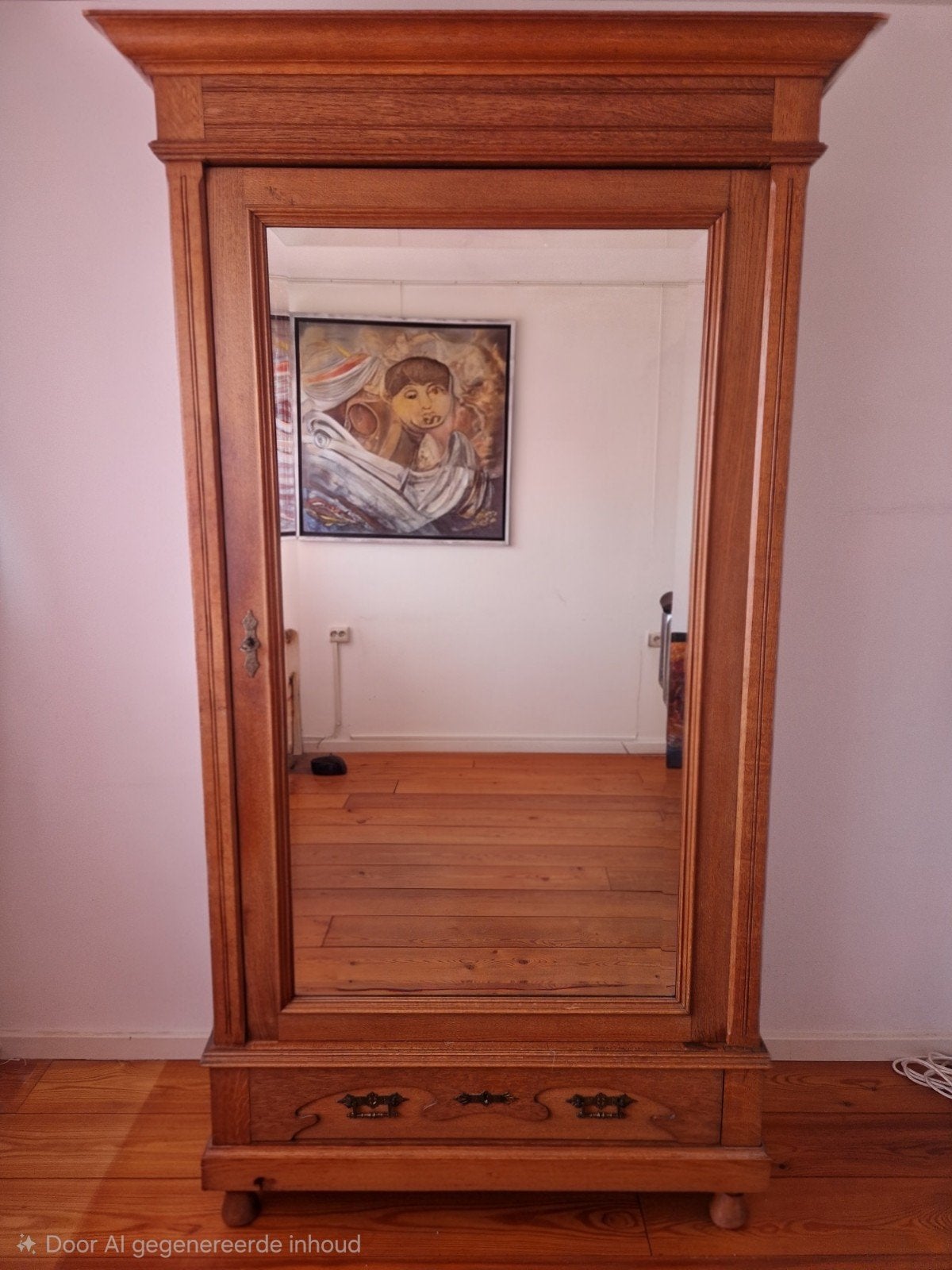 Mooie brocante eikenhouten spiegelkast, Ophalen