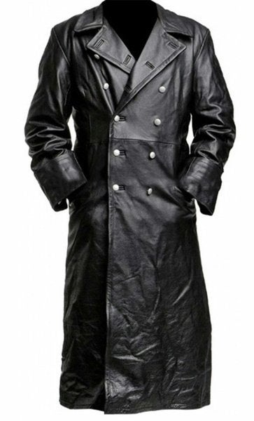 Zwarte lange leren duitse militaire heren jas / trench coat, Verzenden, Nieuw, Overige maten, Zwart