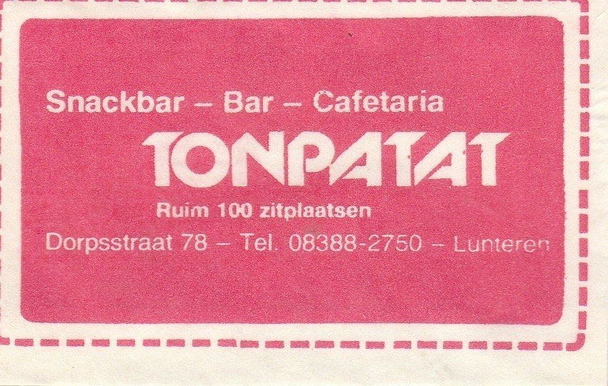 Ton Patat Dorpsstraat Lunteren - snackbar cafetaria bar, Ophalen of Verzenden