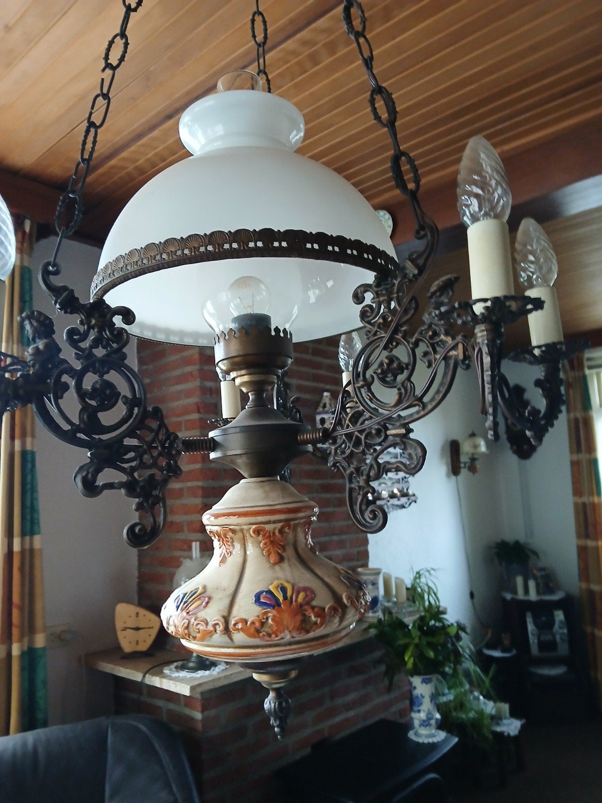 Hanglamp met 6 kaarslampjes, Huis en Inrichting, Lampen | Hanglampen, Ophalen