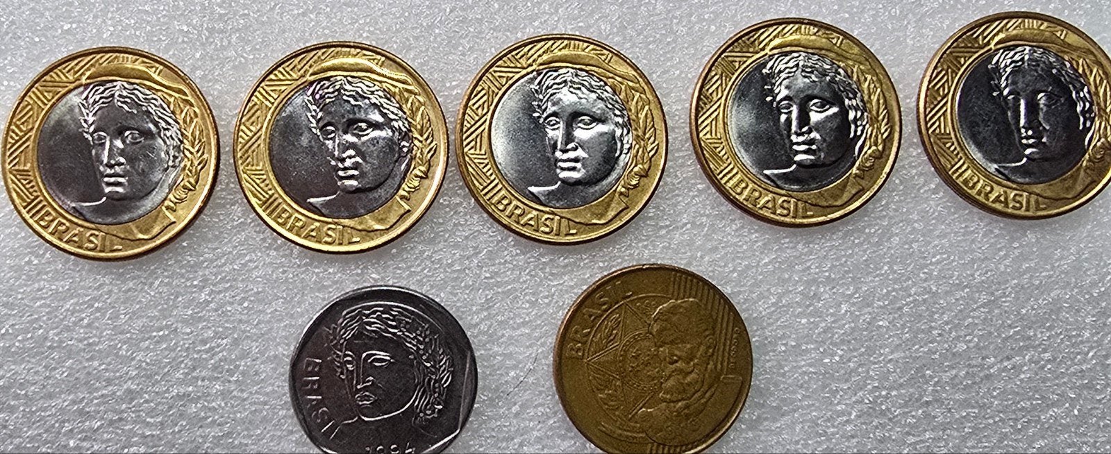 Braziliaanse Muntencollectie: 5x 1 Real, 25 Centavos, Ophalen of Verzenden, Setje