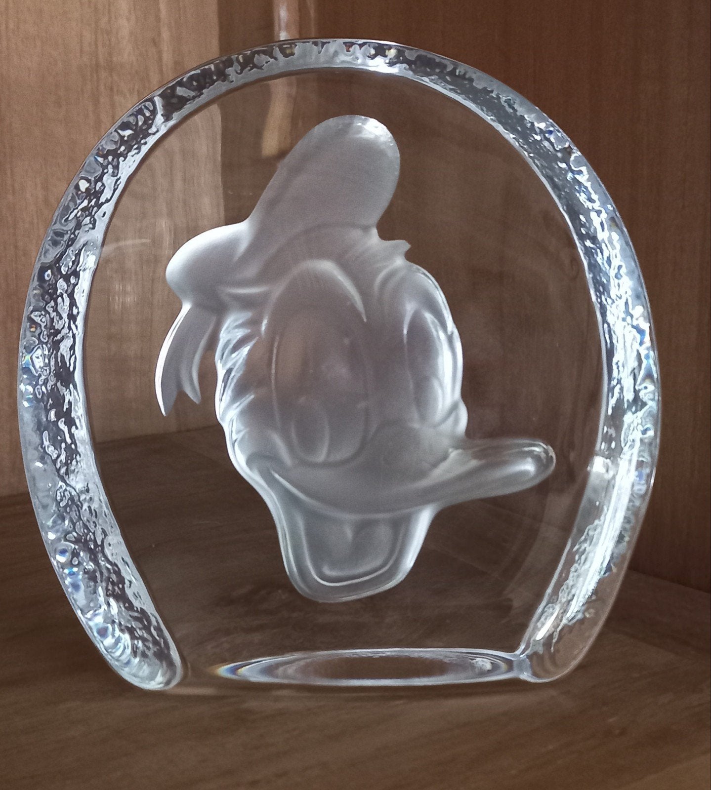 Zwaar glazen reliëf van Donald Duck, Verzamelen, Ophalen of Verzenden, Donald Duck, Gebruikt, Beeldje of Figuurtje