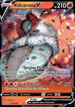 Volcarona V 021/203 - Evolving Skies - NM, Ophalen of Verzenden, Zo goed als nieuw, Losse kaart