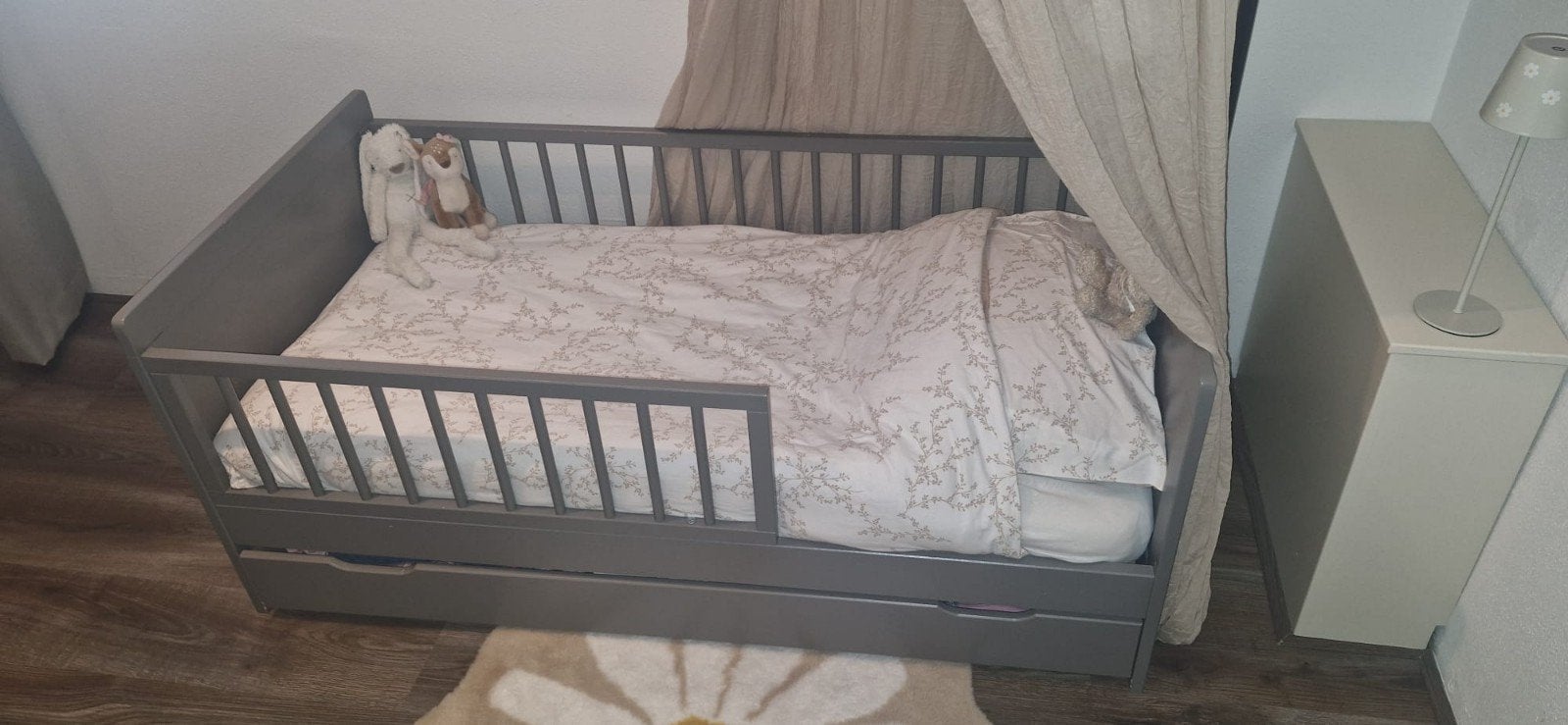 Petit Amélie peuterbed met lade | 70 x 140 l grijs, 70 tot 85 cm, 140 tot 160 cm, Zo goed als nieuw, Ophalen