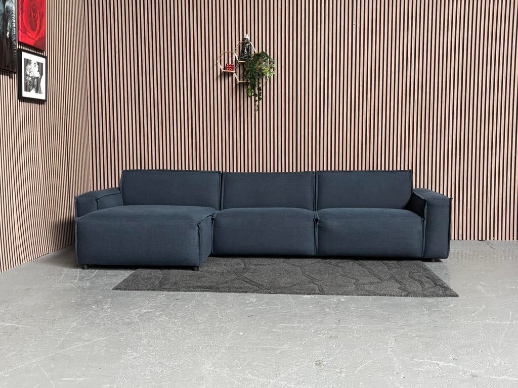 GRATIS LEVERING Loungebank Donkerblauw 330x160 GEREINIGD, Huis en Inrichting, Banken | Bankstellen, Hoekbank, 300 cm of meer, Ophalen of Verzenden