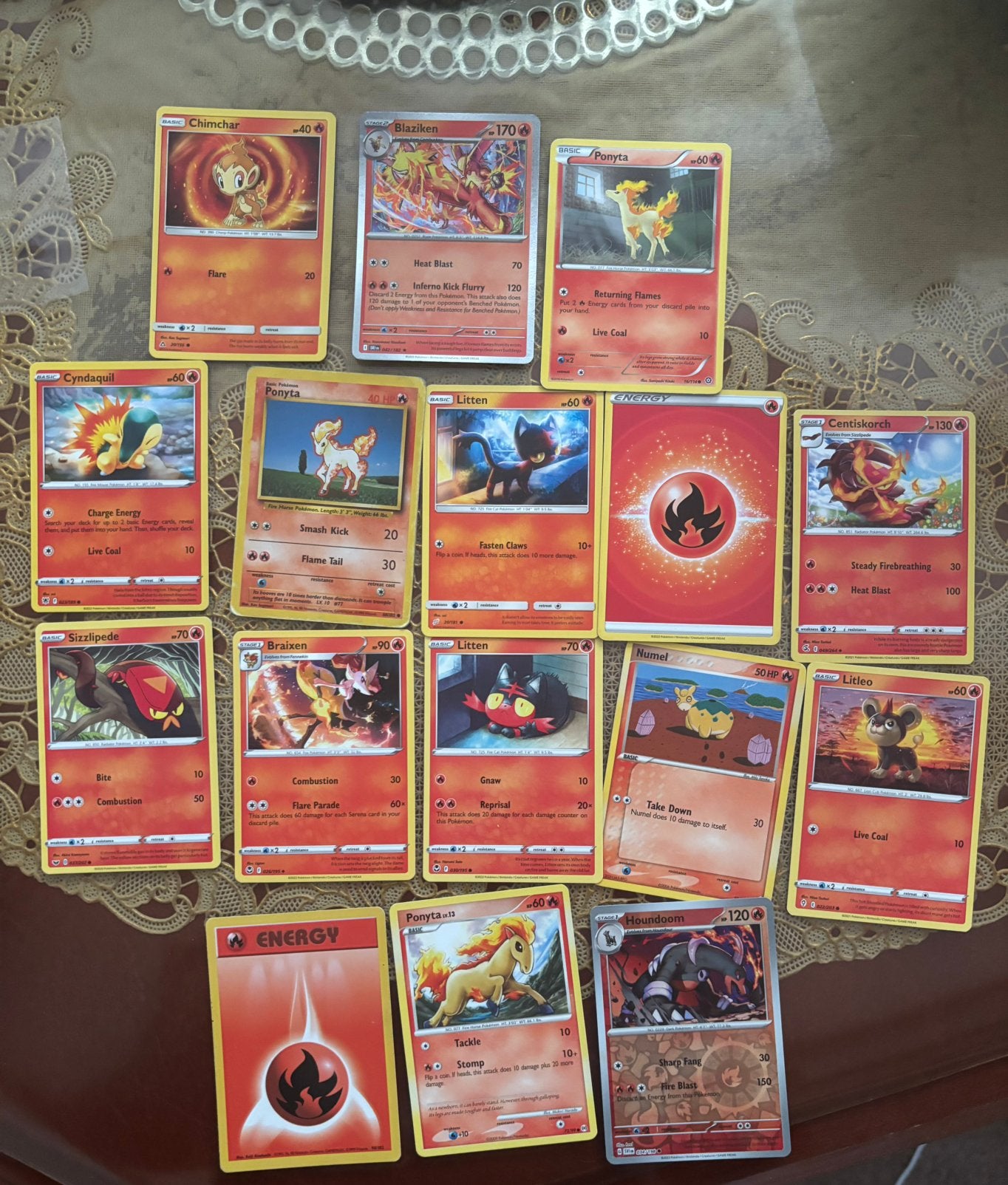 Vuur pokemon set 2, Verzenden, Zo goed als nieuw, Meerdere kaarten