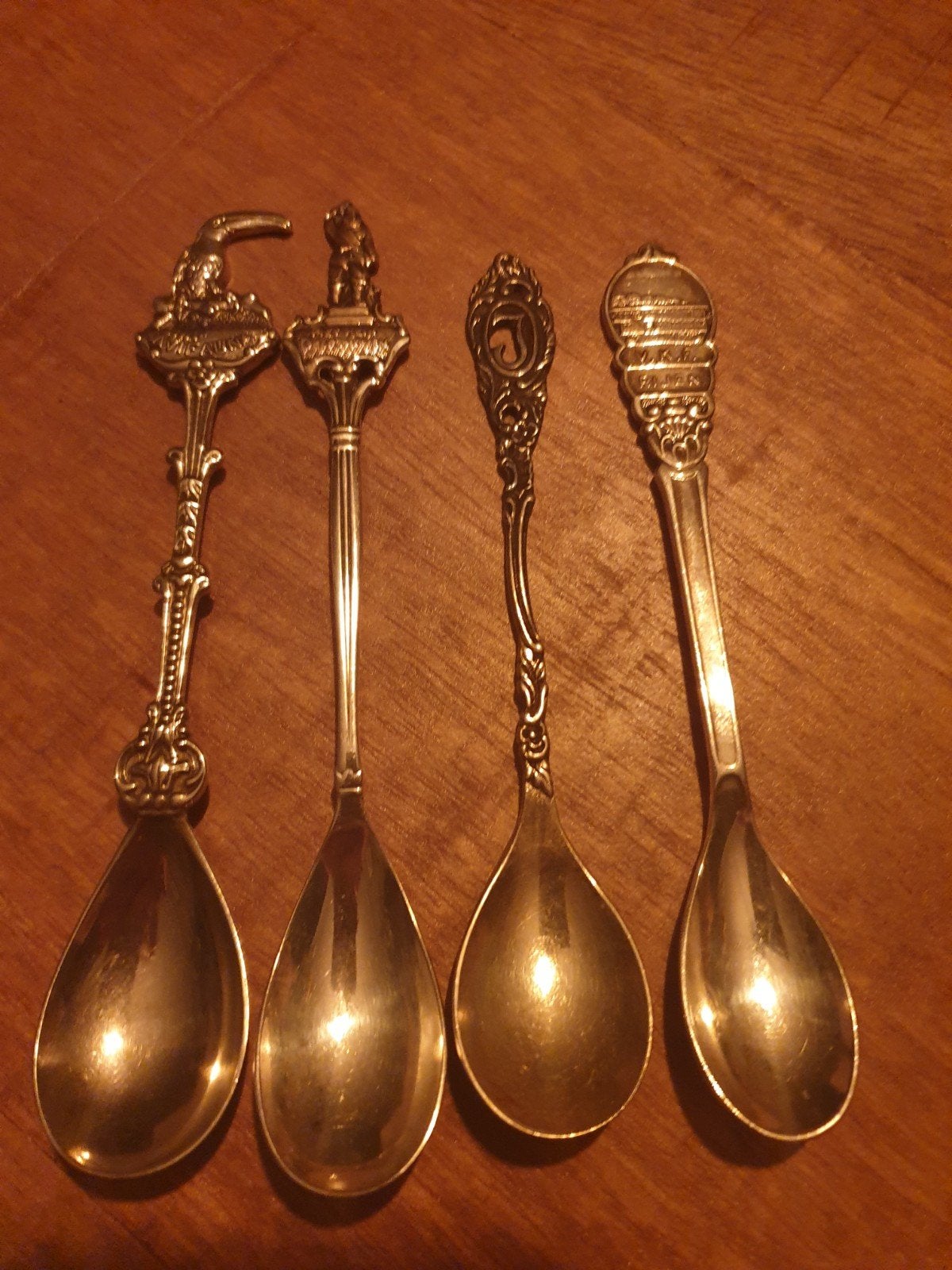Set van 4 verzilverde theelepels, Antiek en Kunst, Ophalen of Verzenden, Zilver