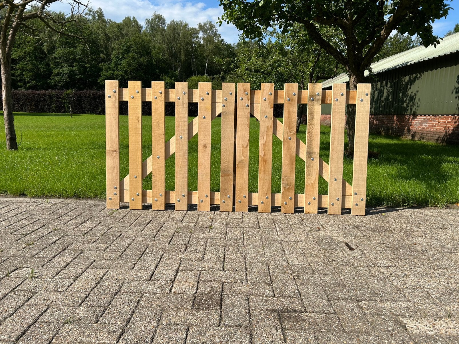 Eiken hek looppoort dubbele poort klaphek, Tuin en Terras, Ophalen, Zo goed als nieuw, Hout, Tuinhek