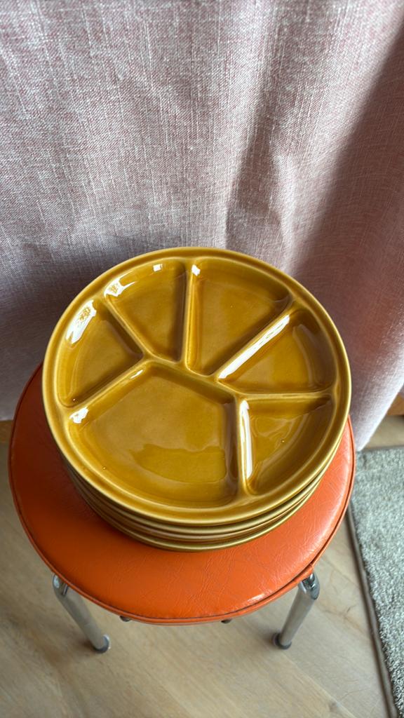 BBQ Borden beige/bruin vintage, Ophalen of Verzenden, Zo goed als nieuw, Bord(en), Overige stijlen
