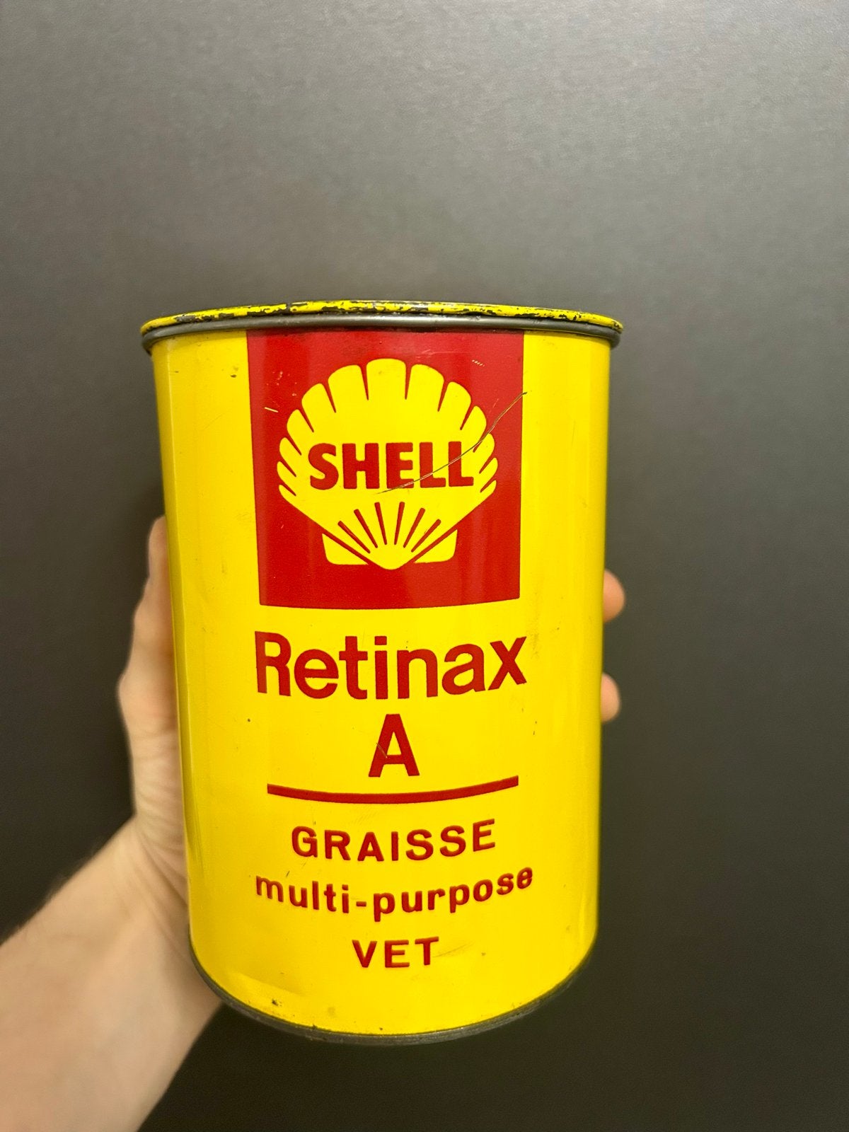 Vintage Shell Retinax greases olieblik olie blik oil can, Verzamelen, Merken en Reclamevoorwerpen, Ophalen of Verzenden, Gebruiksvoorwerp