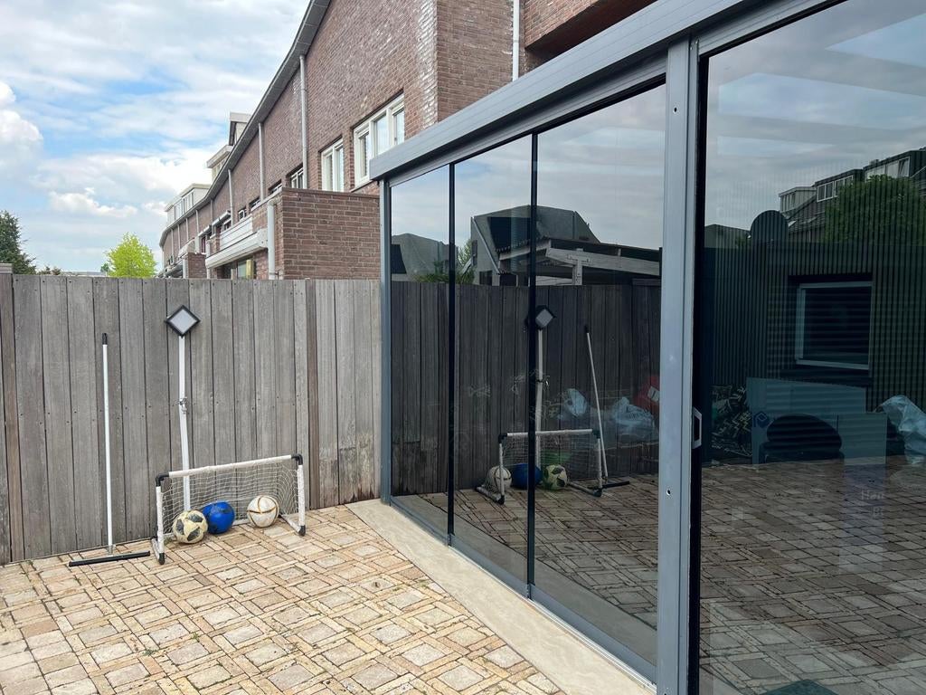 Getinte glazen schuifwanden voor overkapping of serre, Tuin en Terras, Overkappingen, Ophalen of Verzenden, Gebruikt, Overige typen