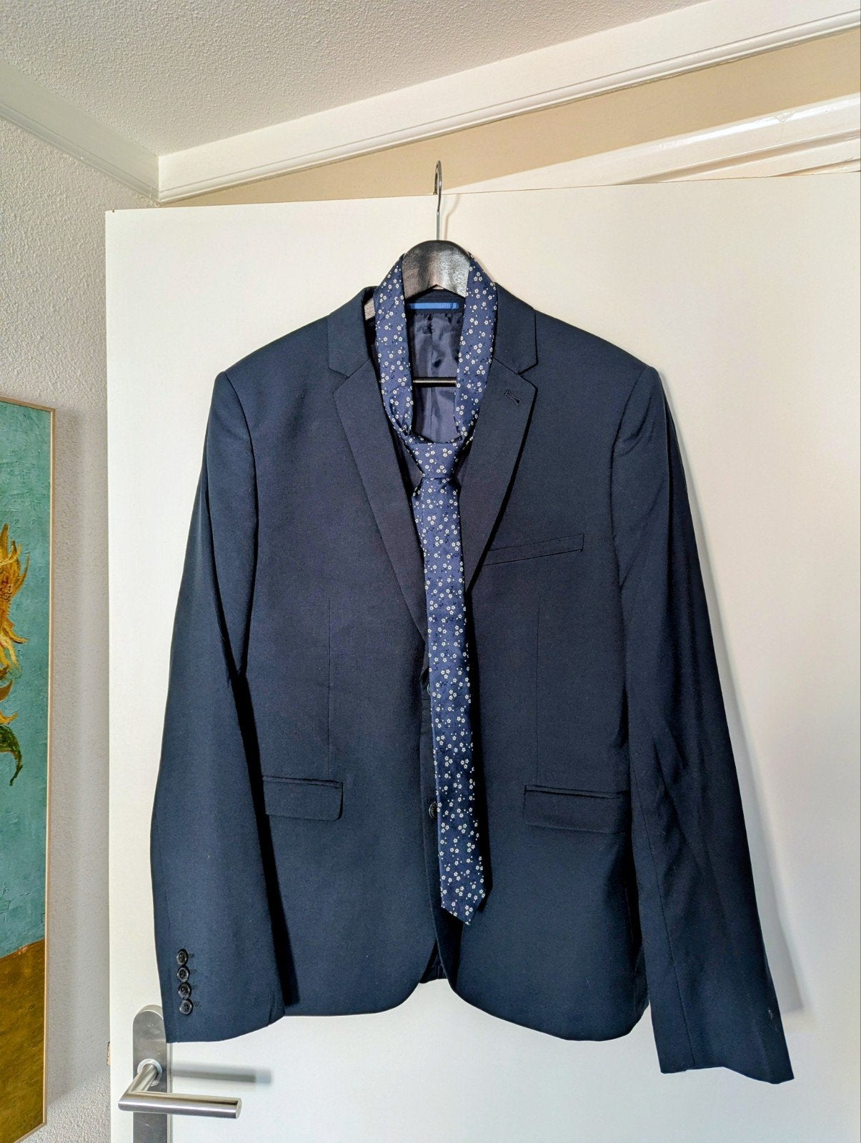 Donkerblauw pak M/48, Ophalen of Verzenden, Zo goed als nieuw, WE Fashion, Maat 48/50 (M)