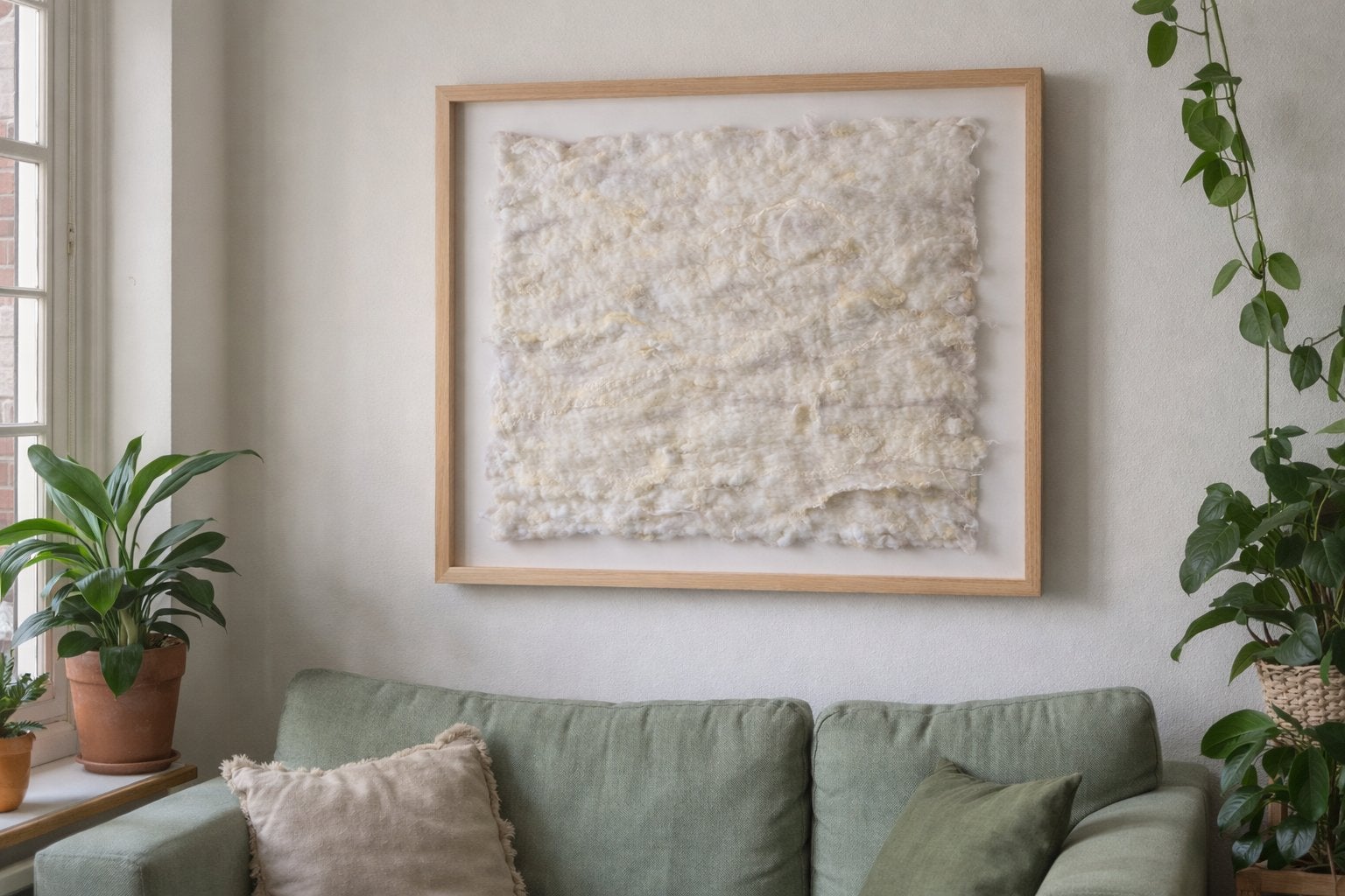 Gevilt wandkleed van naturel wol: ‘Wolk’, Ophalen of Verzenden, Nieuw