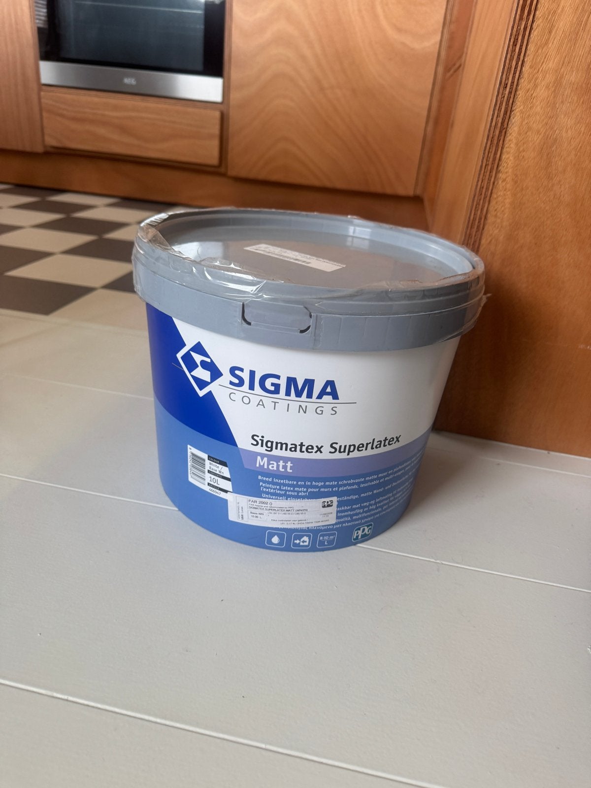 Verfpot 10 Liter Sigma Sigmatex Superlatex Matt Wit/OffWhite, Ophalen, 5 tot 10 liter, Wit, Nieuw