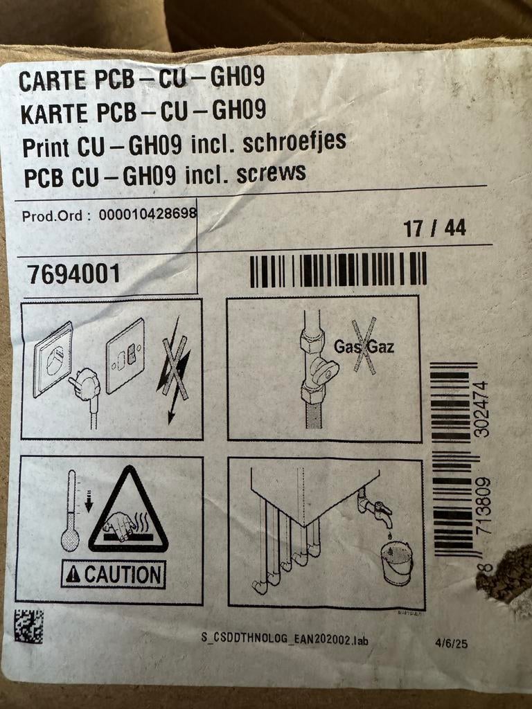 Remeha (7694001) printplaat PCB-CU-GH09, Ophalen of Verzenden, Nieuw