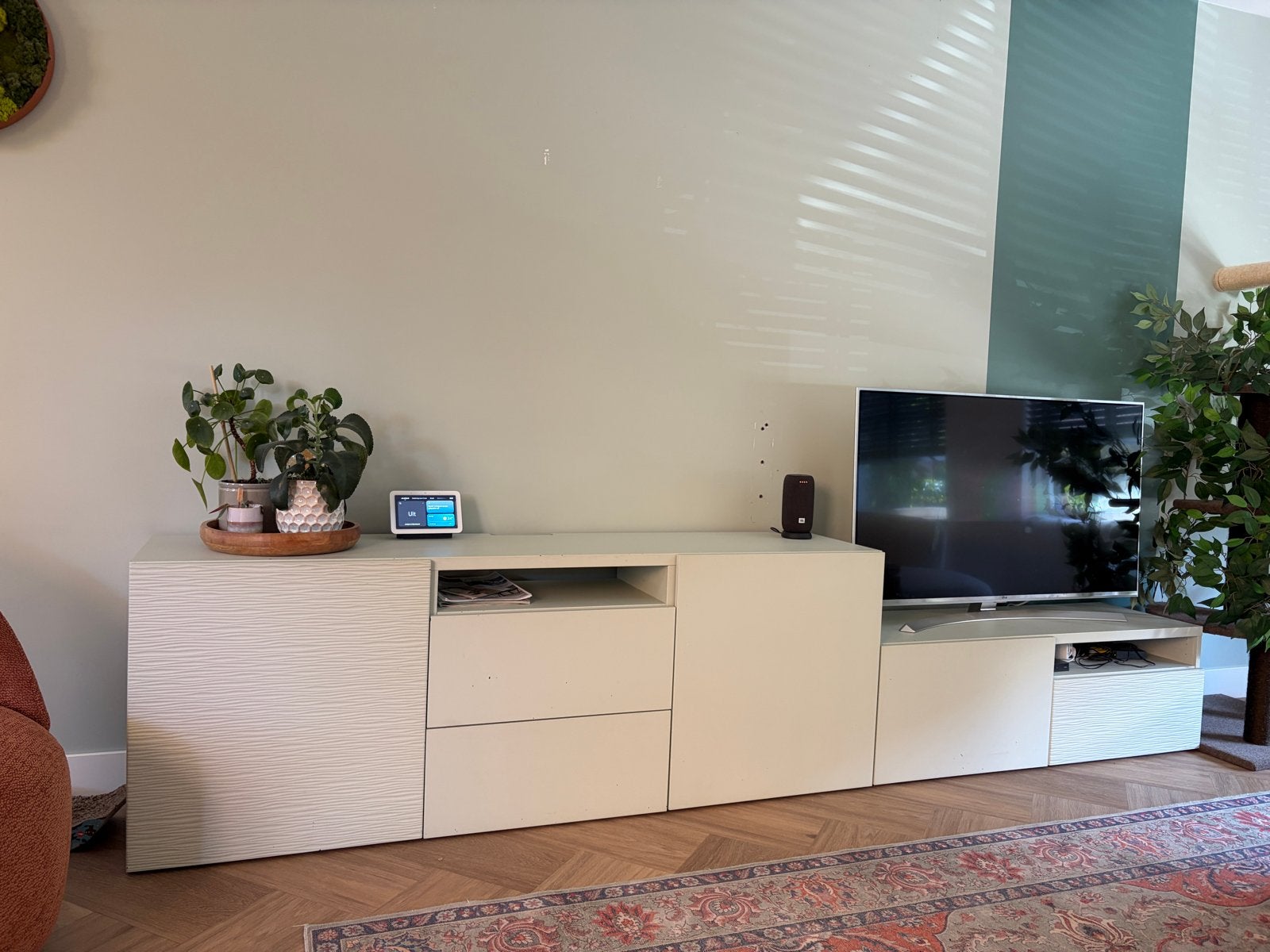 IKEA Besta TV-meubel/kastcombinatie - Lichtgroen (3 meter), Ophalen, Overige materialen, Gebruikt, 200 cm of meer