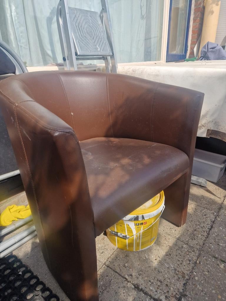 Bruine fauteuil - Comfortabele stoel, Gebruikt, Bruin, Leer, Ophalen of Verzenden