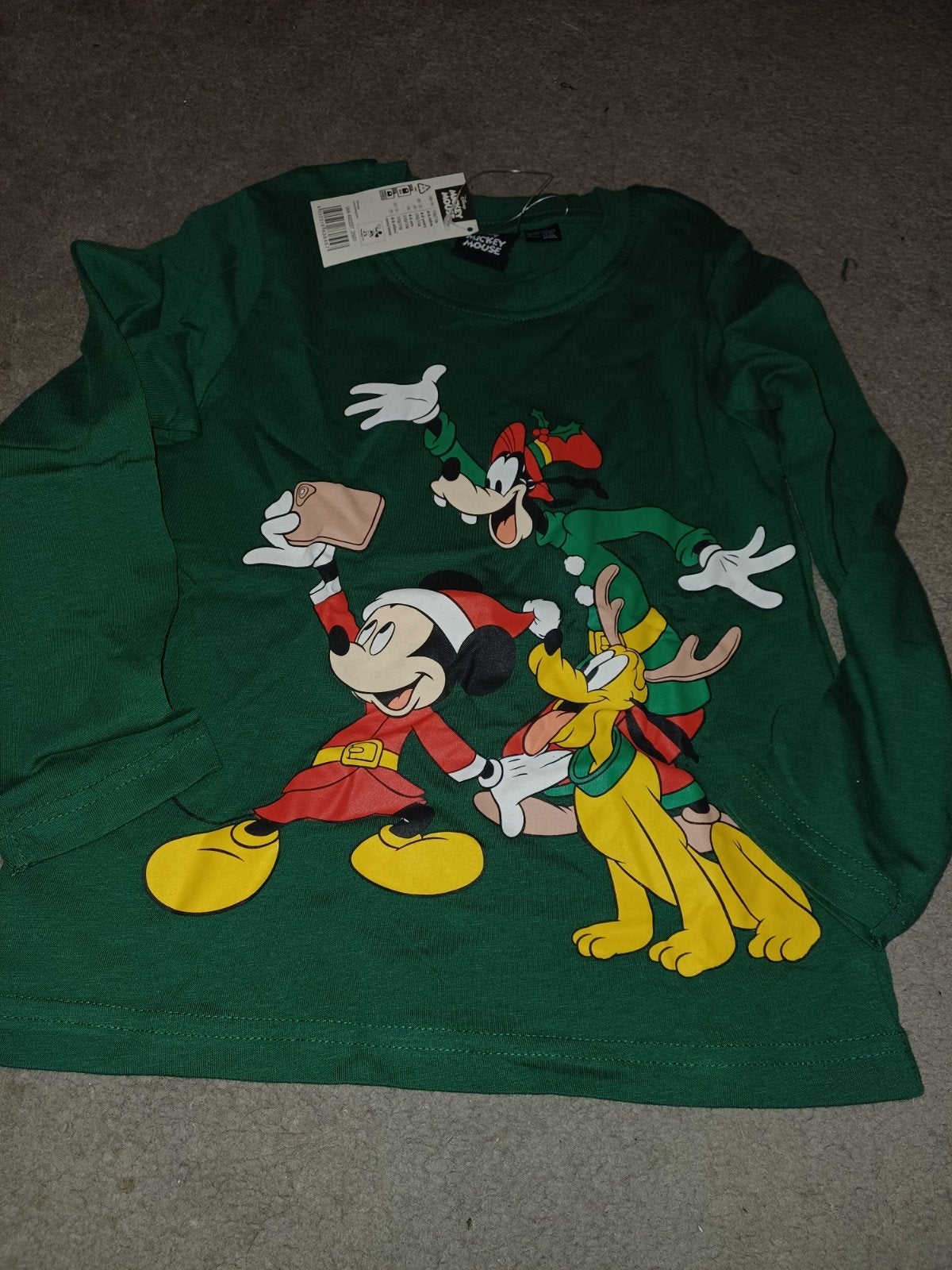 Nieuw! Disney Kerst Longsleeve Mickey, Goofy, Pluto 110/116, Ophalen of Verzenden