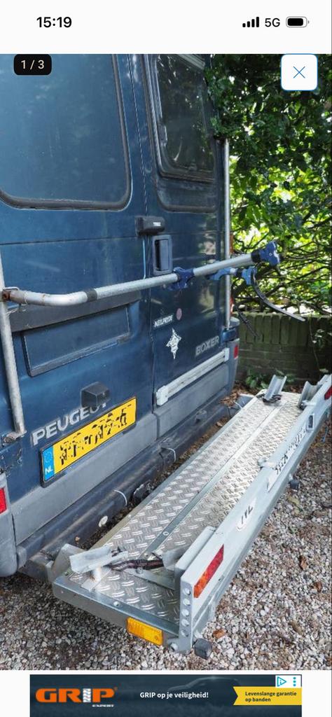 Scooterdrager  Fietsendrager voor camper, Ophalen, 2 fietsen, Gebruikt, Trekhaakdrager