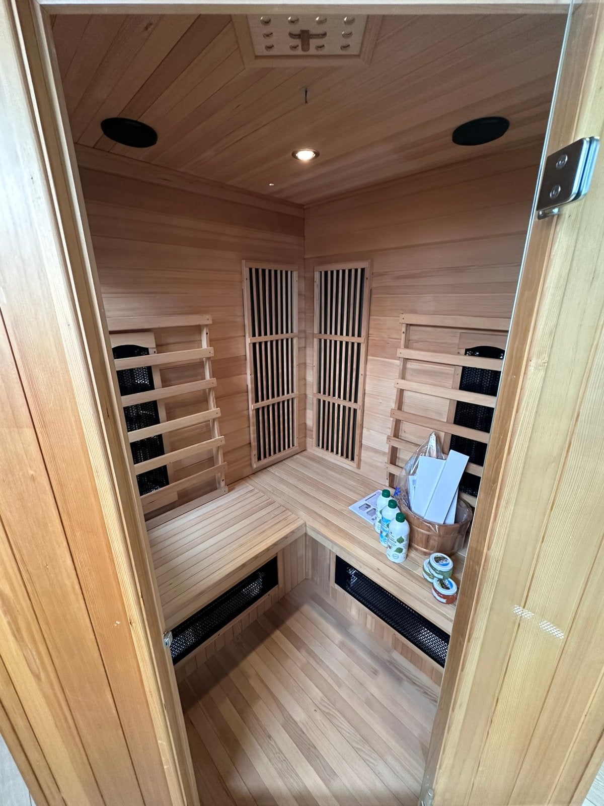 COMBI SAUNA INFRAROOD MET OPGIETKACHEL GRATIS BEZORGD! 🚚, Ophalen of Verzenden, Zo goed als nieuw, Fins of Traditioneel, Complete sauna