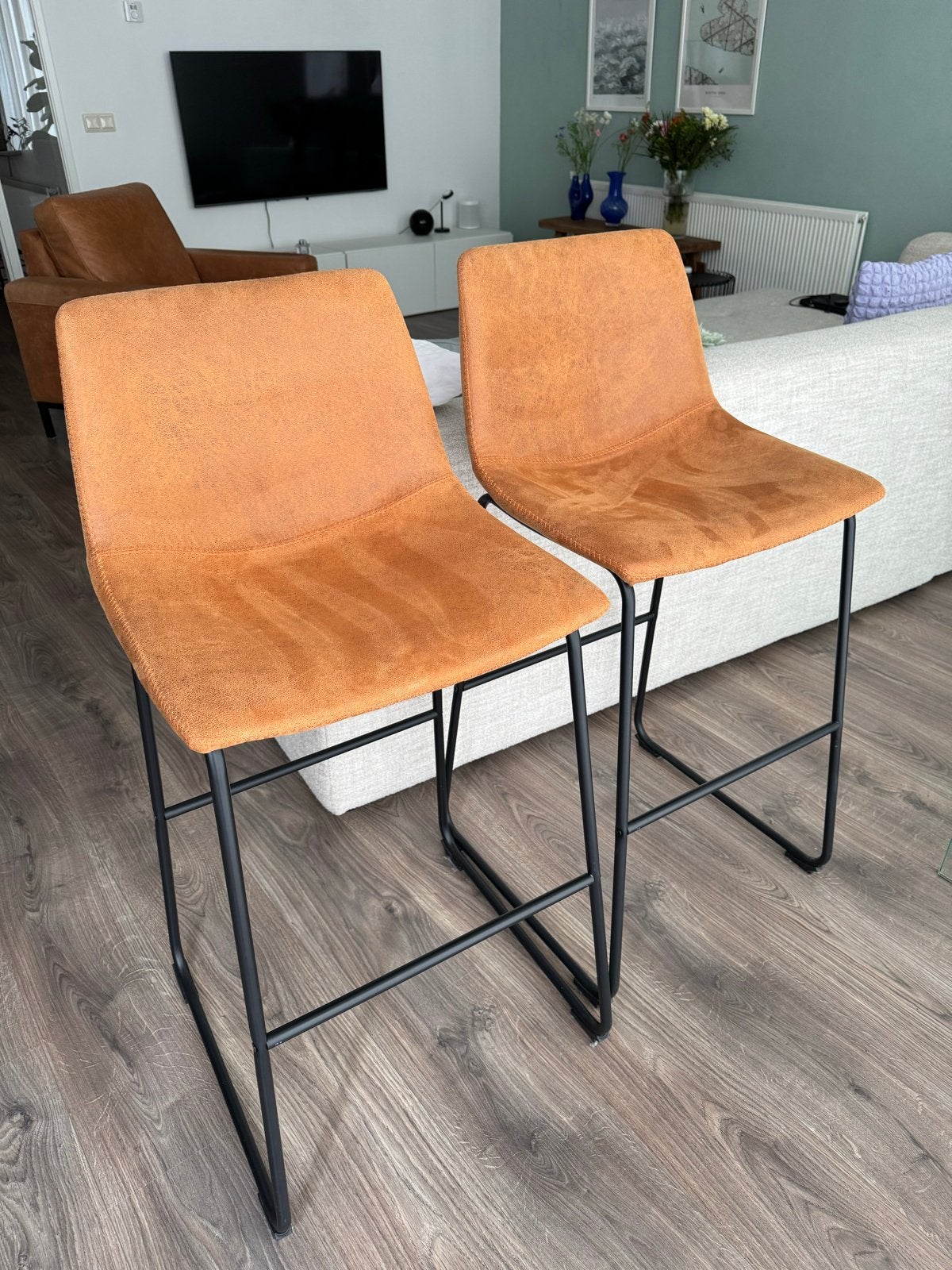 2x Sklum barkrukken in goede staat - 100 cm hoog, Ophalen, Gebruikt, 90 cm of meer, Metaal