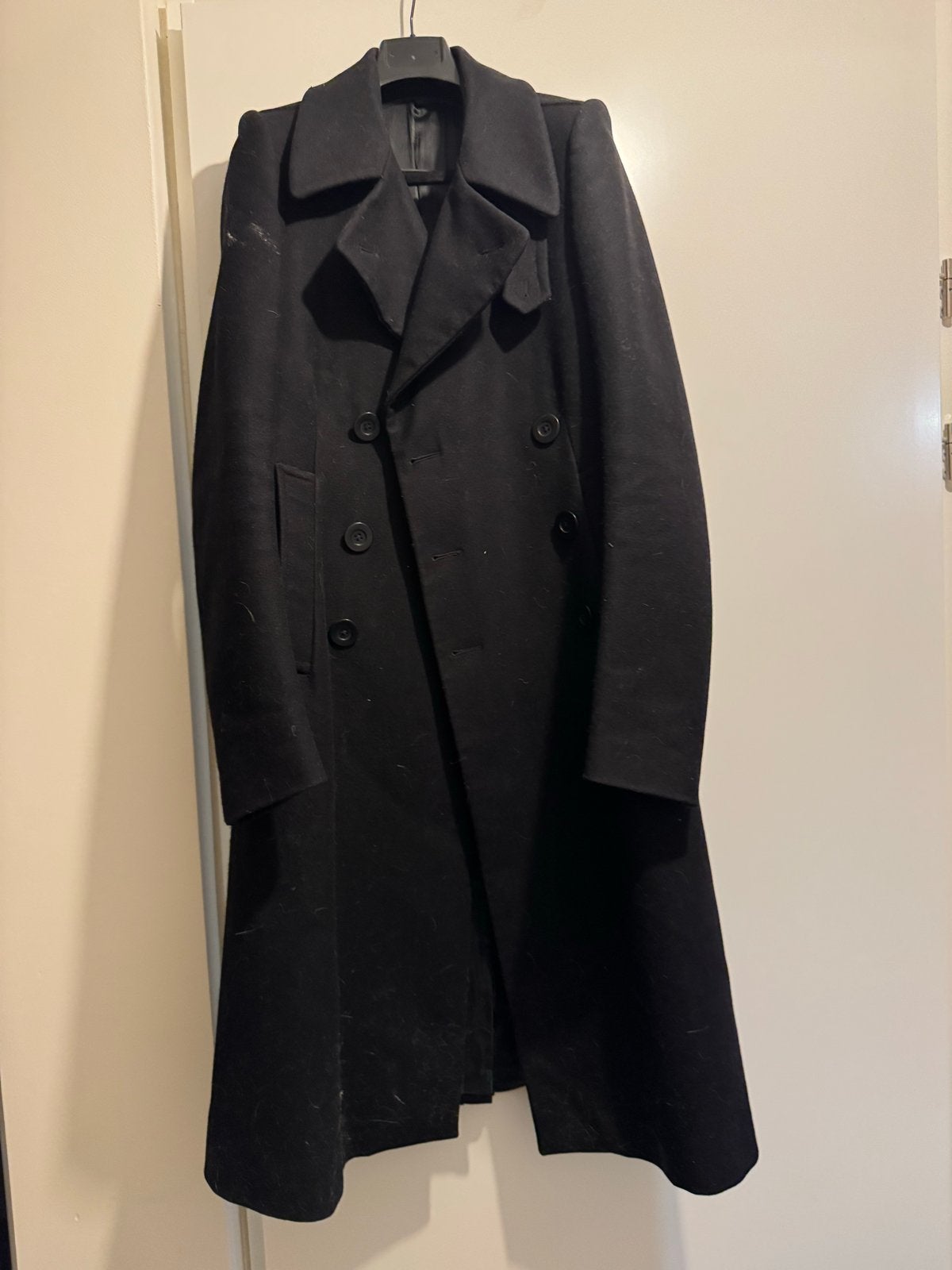 Rick Owens Zwarte Wollen Jas - Maat M, Ophalen of Verzenden, Gedragen, Maat 38/40 (M), Zwart