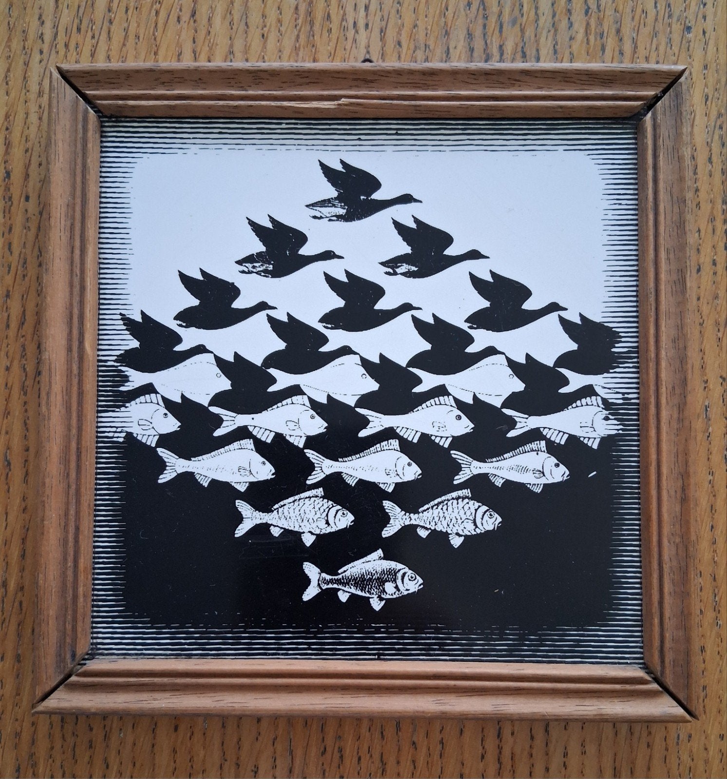 Tegel 1515 cm: McEscher "Lucht en Water " 1938, Antiek en Kunst, Ophalen of Verzenden